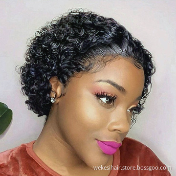 Hot Beauty Brazilian Short Bob Pixie Cut Lace Wig With Bang Wholesale Lace Front Pixie Wigs Human Hair For Black Women